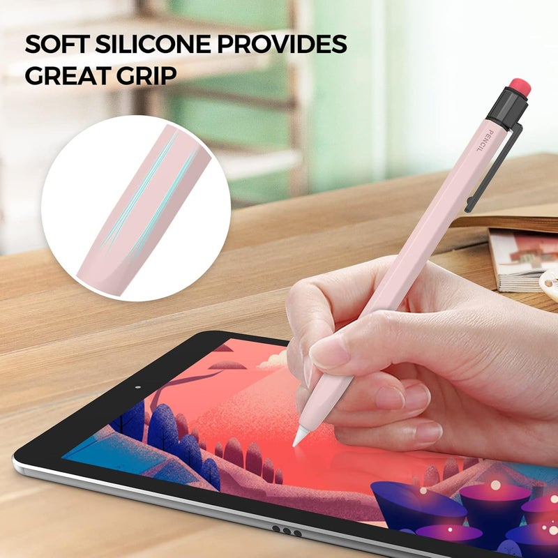 TRONWIN Apple Pencil 1st Generation Case, Silicone Pencil Sleeve Cover Perfect Grip Skin Classic Design with Sturdy Clip Compatible with Apple Pencil 1st gen for ipad (Pink) - Image 3